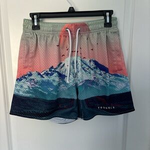 YoungLA Men's Sunset Mountain Graphic Shorts